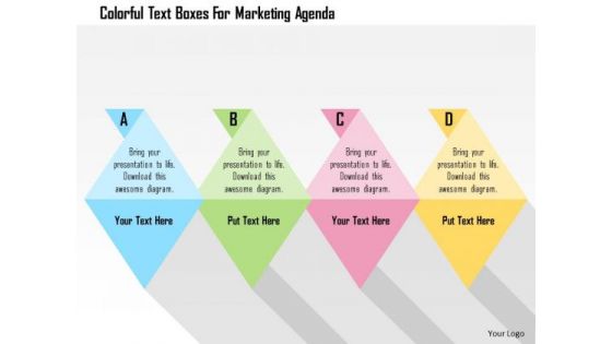 Business Diagram Colorful Text Boxes For Marketing Agenda Presentation Template