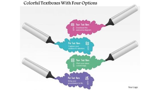 Business Diagram Colorful Textboxes With Four Options Presentation Template