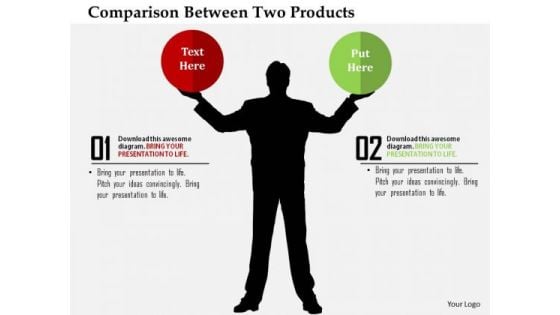 Business Diagram Comparison Between Two Products Presentation Template