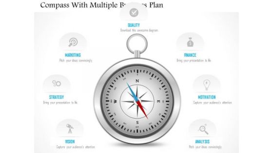 Business Diagram Compass With Multiple Business Plan Presentation Template