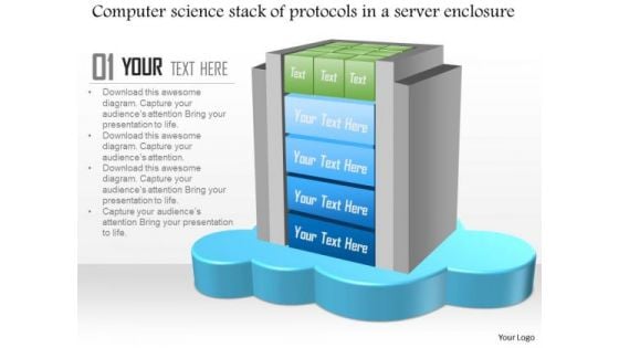 Business Diagram Computer Science Stack Of Protocols In A Server Enclosure Ppt Slide