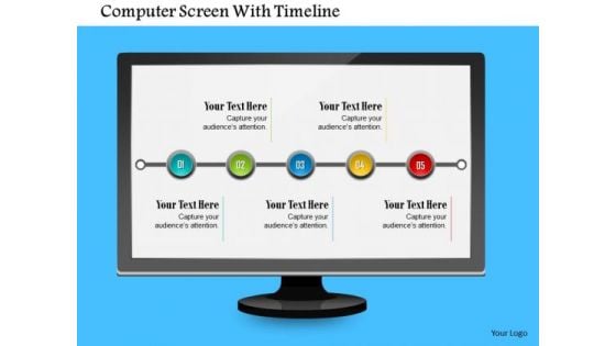 Business Diagram Computer Screen With Timeline Presentation Template