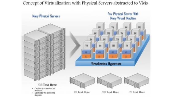 Business Diagram Concept Of Virtualization With Physical Servers Abstracted To Vms Ppt Slide