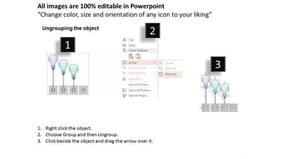 Business Diagram Connected Bulbs With Icons Presentation Template