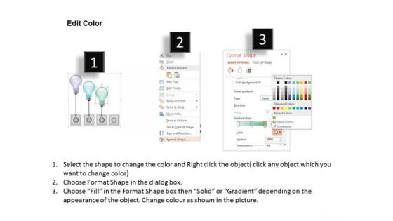 Business Diagram Connected Bulbs With Icons Presentation Template