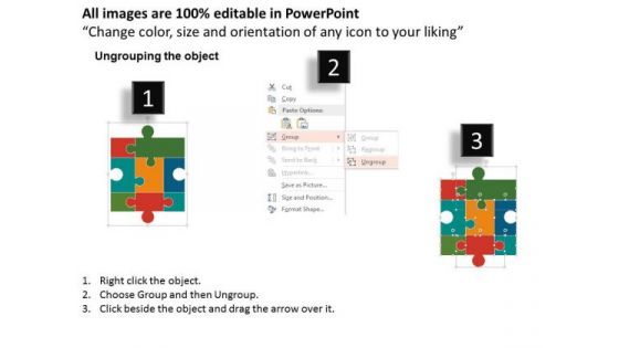 Business Diagram Connected Puzzles With Communication Icons Presentation Template