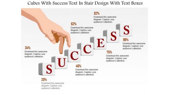 Business Diagram Cubes With Success Text In Stair Design With Text Boxes Presentation Template