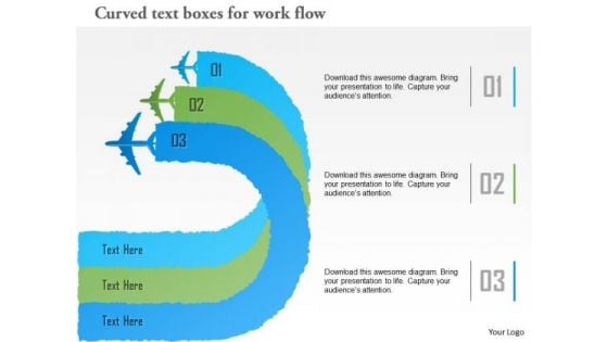 Business Diagram Curved Text Boxes For Work Flow Presentation Template