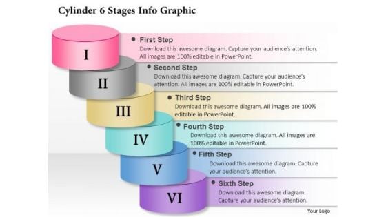 Business Diagram Cylinder 6 Stages Info Graphic Presentation Template