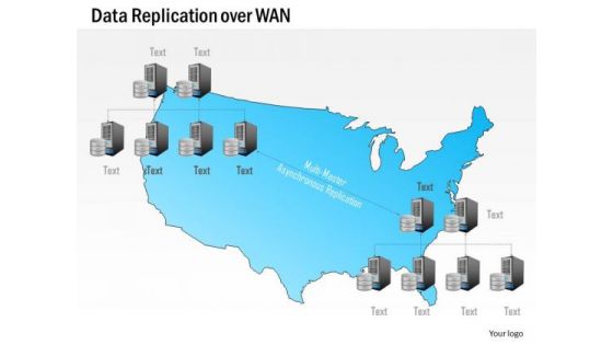 Business Diagram Data Replication Over Wan Wide Area Network Geographic Locations Ppt Slide