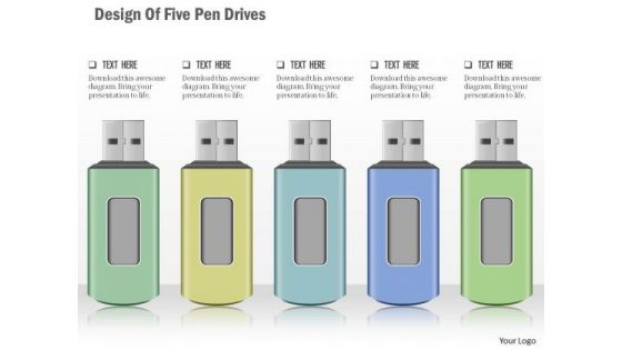 Business Diagram Design Of Five Pen Drives Presentation Template