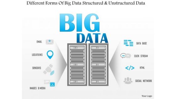 Business Diagram Different Forms Of Big Data Structured And Unstructured Data Ppt Slide
