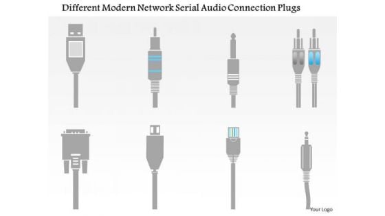 Business Diagram Different Modern Network Serial Audio Connection Plugs Ppt Slide