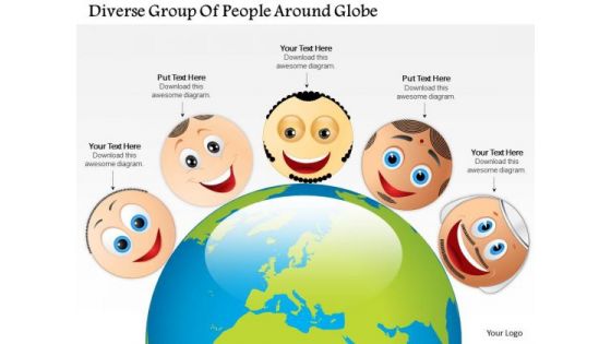 Business Diagram Diverse Group Of People Around Globe Presentation Template