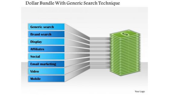 Business Diagram Dollar Bundle With Generic Search Technique Presentation Template