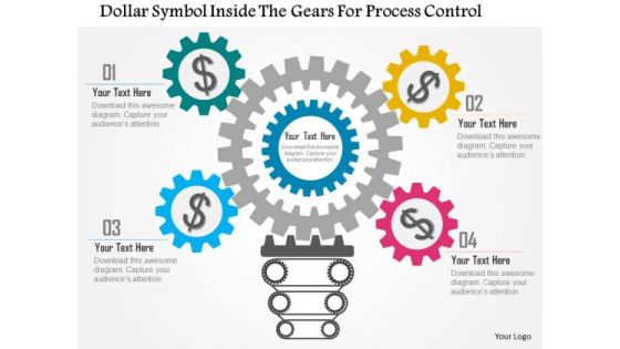 Business Diagram Dollar Symbol Inside The Gears For Process Control Presentation Template