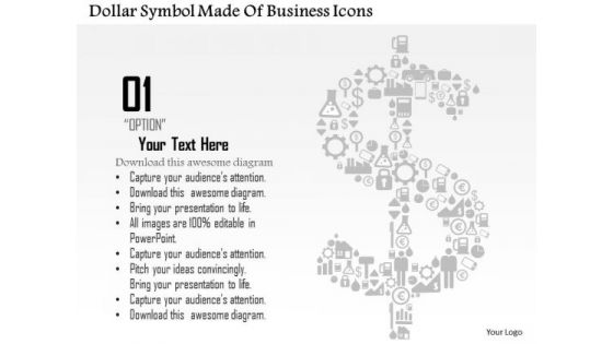 Business Diagram Dollar Symbol Made Of Business Icons Presentation Template