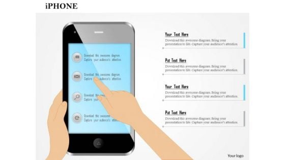 Business Diagram Editable Image Of Iphone With Finger Showing Gestures Presentation Template