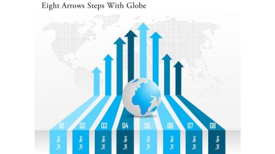 Business Diagram Eight Arrows Steps With Globe Presentation Template