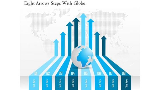 Business Diagram Eight Arrows Steps With Globe Presentation Template