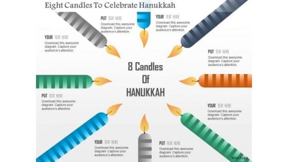 Business Diagram Eight Candles To Celebrate Hanukkah Presentation Template