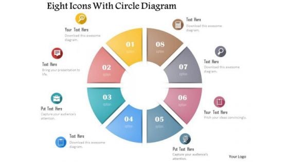 Business Diagram Eight Icons With Circle Diagram Presentation Template