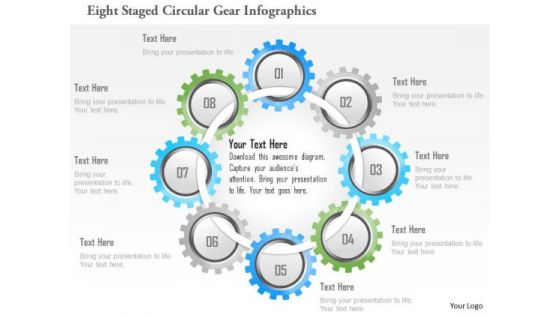 Business Diagram Eight Staged Circular Gear Infographics PowerPoint Template