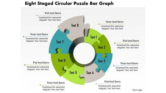 Business Diagram Eight Staged Circular Puzzle Bar Graph Presentation Template