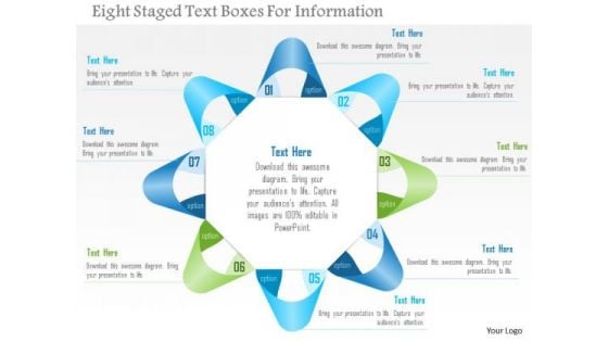 Business Diagram Eight Staged Text Boxes For Information Presentation Template