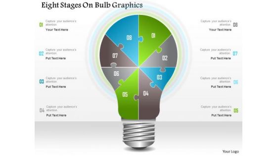 Business Diagram Eight Stages On Bulb Graphics Presentation Template