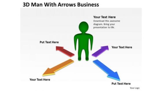 Business Diagram Examples 3d Man With Arrows PowerPoint Slides