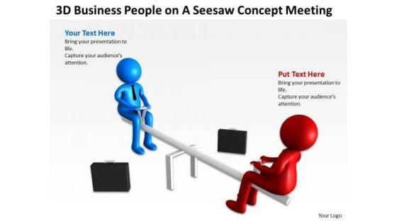 Business Diagram Examples 3d People On Seesaw Concept Meeting PowerPoint Slides