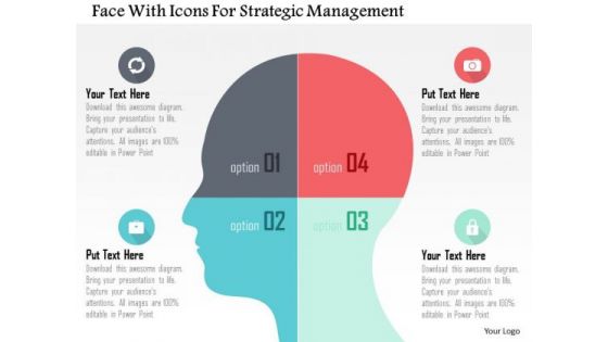 Business Diagram Face With Icons For Strategic Management Presentation Template