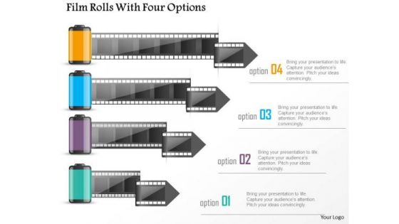 Business Diagram Film Rolls With Four Options Presentation Template