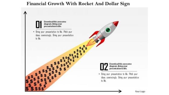 Business Diagram Financial Growth With Rocket And Dollar Sign Presentation Template