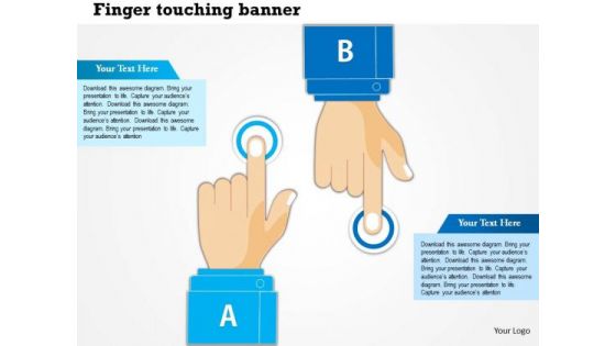 Business Diagram Finger Touch With Human Hands For Technology Presentation Template