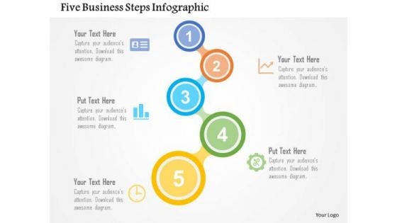 Business Diagram Five Business Steps Infographic Presentation Template