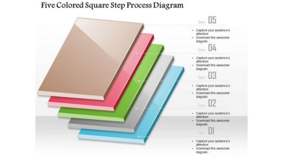 Business Diagram Five Colored-square Step Process Diagram Presentation Template