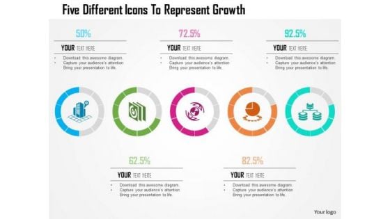 Business Diagram Five Different Icons To Represent Growth Presentation Template