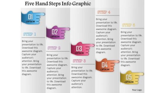 Business Diagram Five Hand Steps Info Graphic Presentation Template