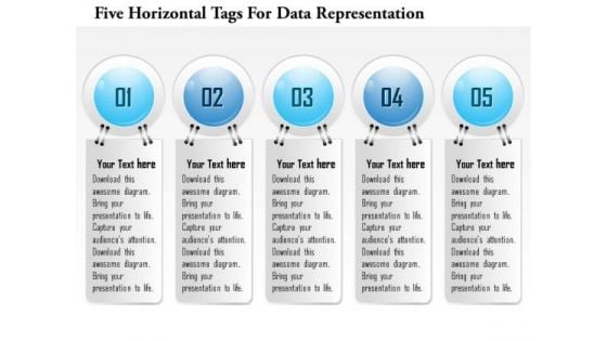 Business Diagram Five Horizontal Tags For Data Representation Presentation Template