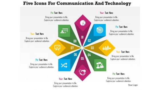 Business Diagram Five Icons For Communication And Technology Presentation Template