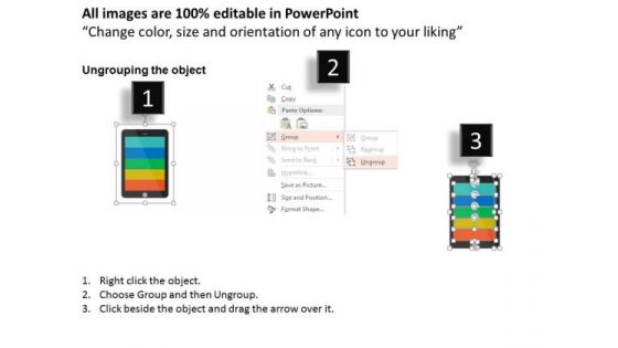 Business Diagram Five Icons On Tab Screen Presentation Template