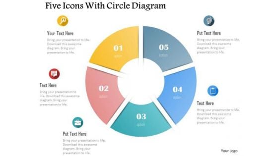 Business Diagram Five Icons With Circle Diagram Presentation Template