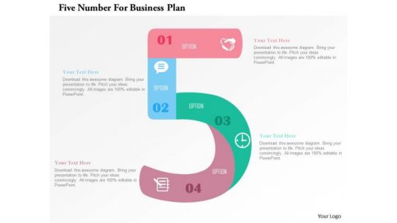 Business Diagram Five Number For Business Plan PowerPoint Templates