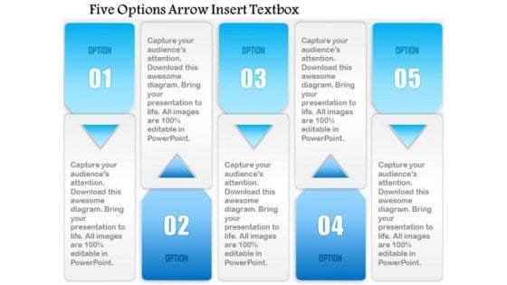 Business Diagram Five Options Arrow Insert Textbox Presentation Template