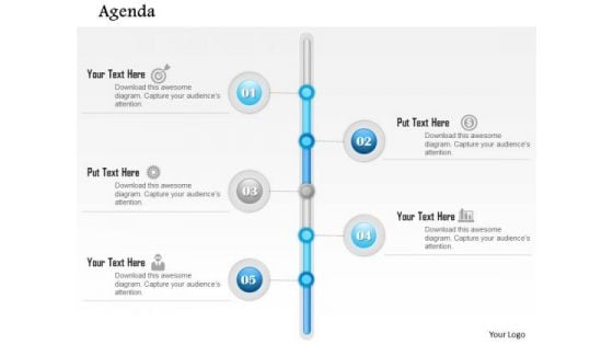 Business Diagram Five Points Agenda Vertical Time Line Diagram Presentation Template