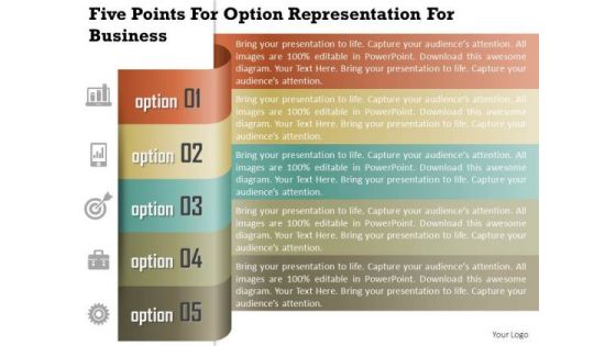 Business Diagram Five Points For Option Representation For Business Presentation Template