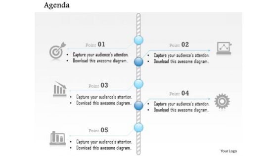 Business Diagram Five Points Icon Vertical Timeline Agenda Presentation Template