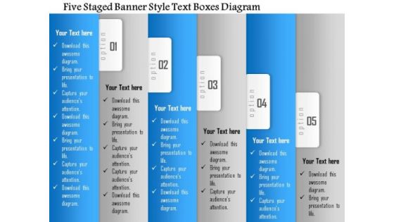 Business Diagram Five Staged Banner Style Text Boxes Diagram Presentation Template